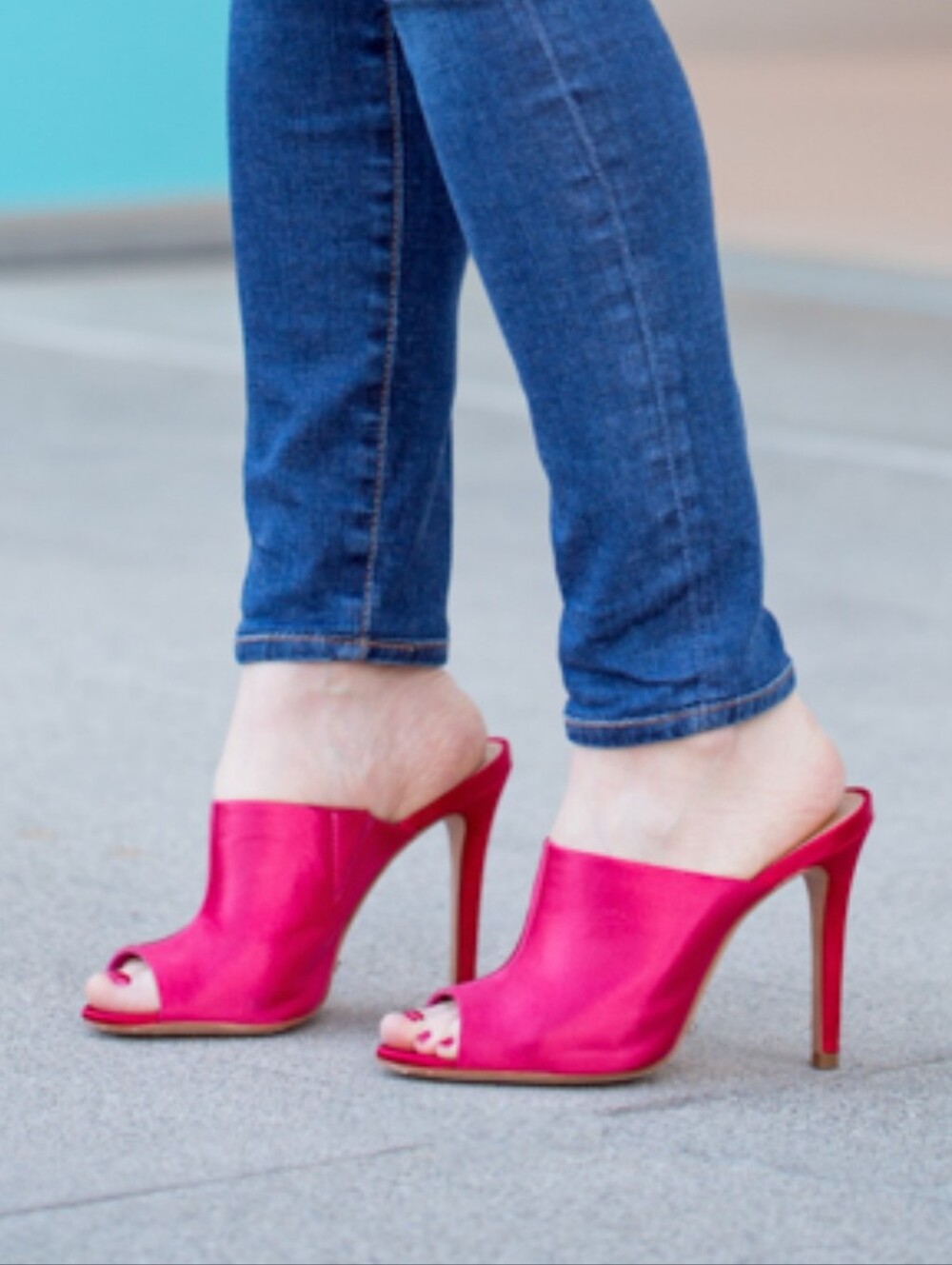 Schutz Hot Pink Open-Toe Heel Mules